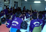 慰労会、多くの参加者と共に楽しむ選手達＝二子玉川校舎食堂で(今井江里子撮影)